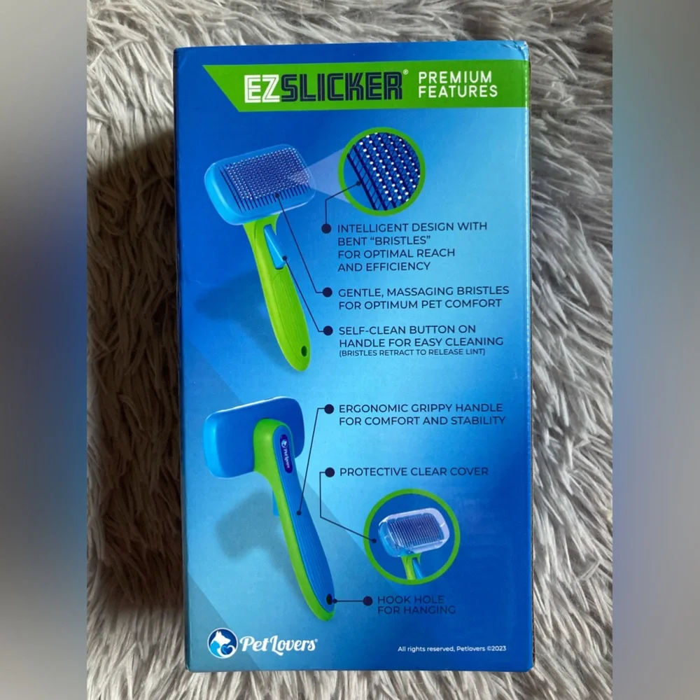 PetLovers EzSlicker Brush - Self Cleaning Dog and Cat Hair Brush